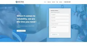 Astra Electricians homepage with hero banner and callback form