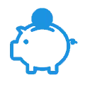 Piggy bank icon representing cost saving
