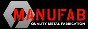 MANUFAB Quality Metal Fabrication logo on black background