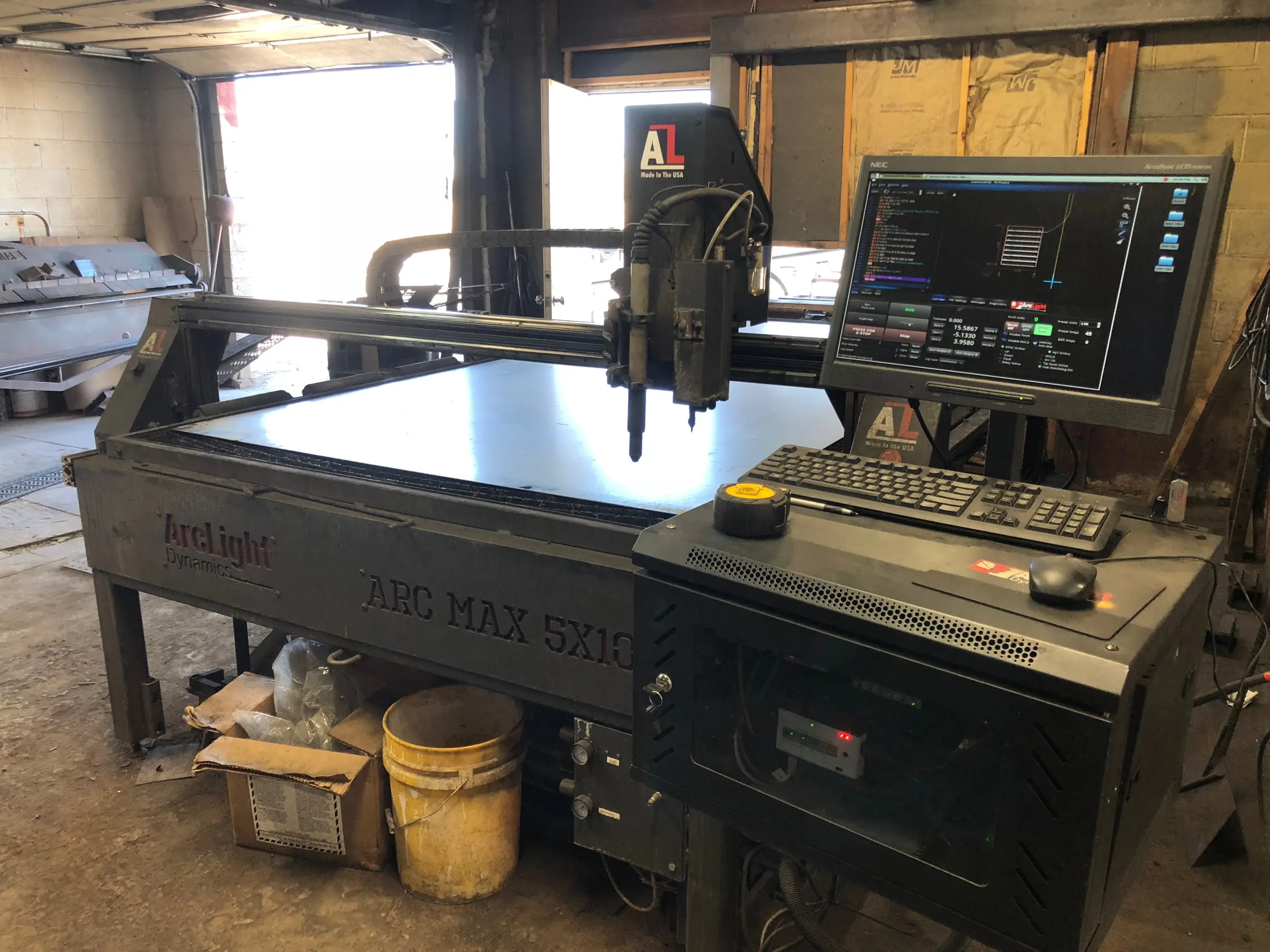 ArcLight Dynamics Arc Max 5x10 CNC plasma cutting table in the shop