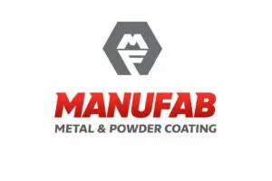 Manufab Metal & Powder Coating logo, horizontal layout