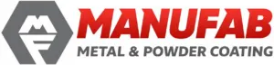 MANUFAB Metal & Powder Coating logo with hexagon MF monogram