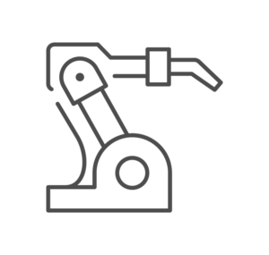 Industrial welding robot arm icon